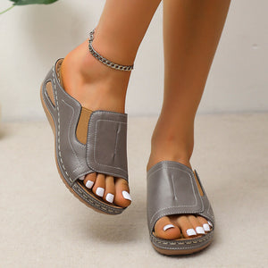 Flora- Sandales à talon compensée en cuir pour femmes