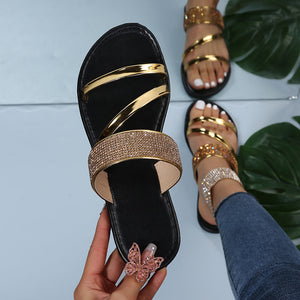 Leslie- Sandales à Talons Plats en Cuir pour Femmes
