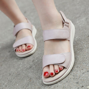 ALBA- Sandales en cuir respirantes et compensées pour femmes