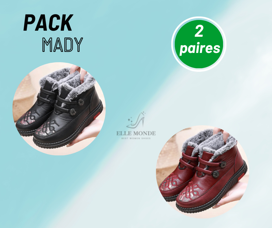 Mady- Chaussures chaudes et confortables en cuir pour femmes