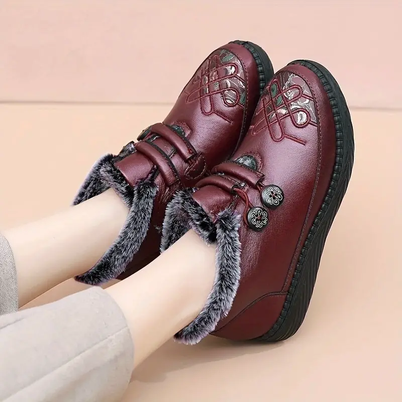 Mady- Chaussures chaudes et confortables en cuir pour femmes