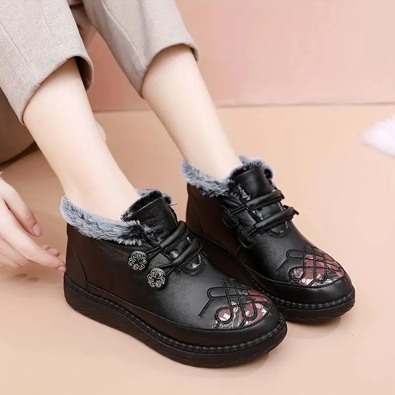 Mady- Chaussures chaudes et confortables en cuir pour femmes