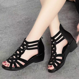 Lili- Sandales à Semelle Compensée en cuir pour femmes