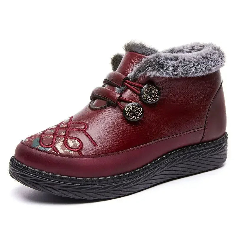 Mady- Chaussures chaudes et confortables en cuir pour femmes